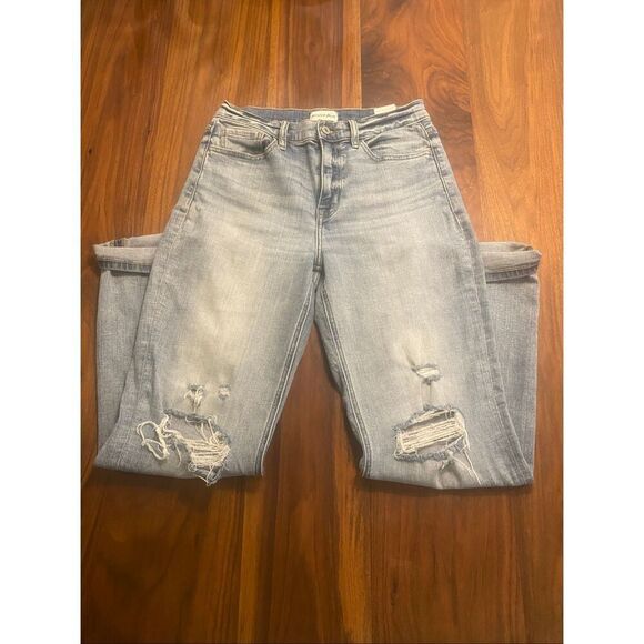 Studio Blue Denim - Studio Blue Women's High Rise Distressed Whiskering Cotton Ankle Jeans Size 28